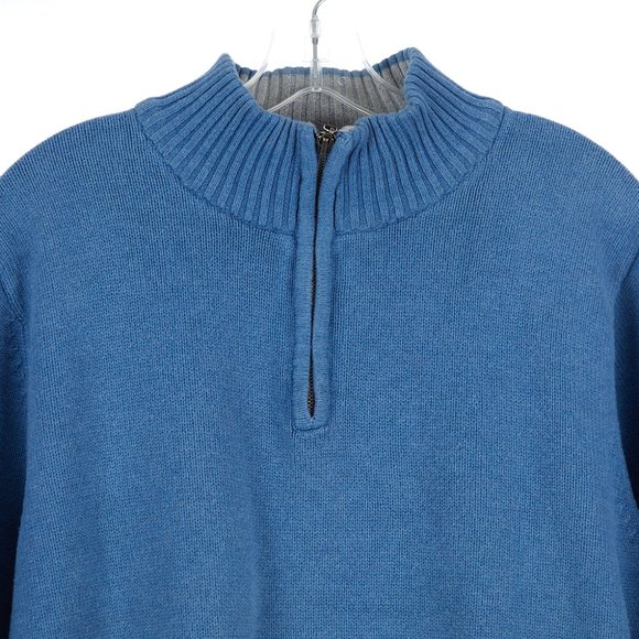 Vintage L.L.Bean Men's Quarter Zip Pullover Cotton Jumper Sweater Large Regular - Picture 3 of 7